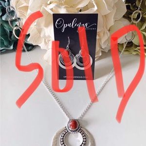 Coral 🪸 & SS Necklace &Earrings Set